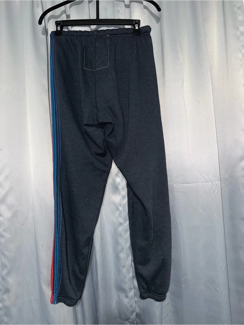 Aviator Nation Black Track Joggers with Red Orange Yellow Side Stripes - Picture 6 of 7